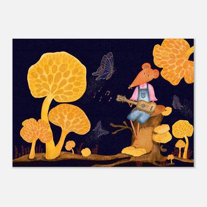 Orange Pore Fungi and Mouse Illustration A2 Art Print (42 x 59.4  cm)