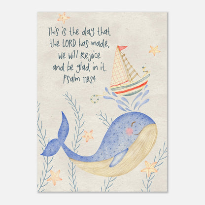 Joyful Whale Scripture Illustration (5" x 7" Art Print)