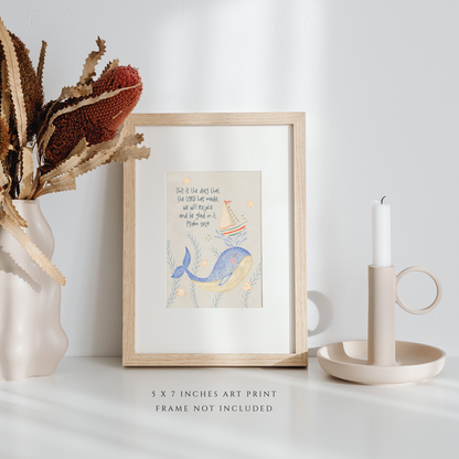 Joyful Whale Scripture Illustration (5" x 7" Art Print)