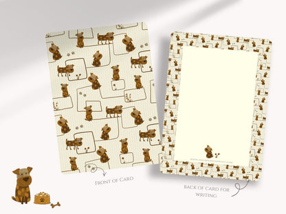 Brown Dog Pattern A6 Postcards (Pack of 10 with premium envelopes)