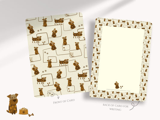 Brown Dog Pattern A6 Postcards (Pack of 10 with premium envelopes)
