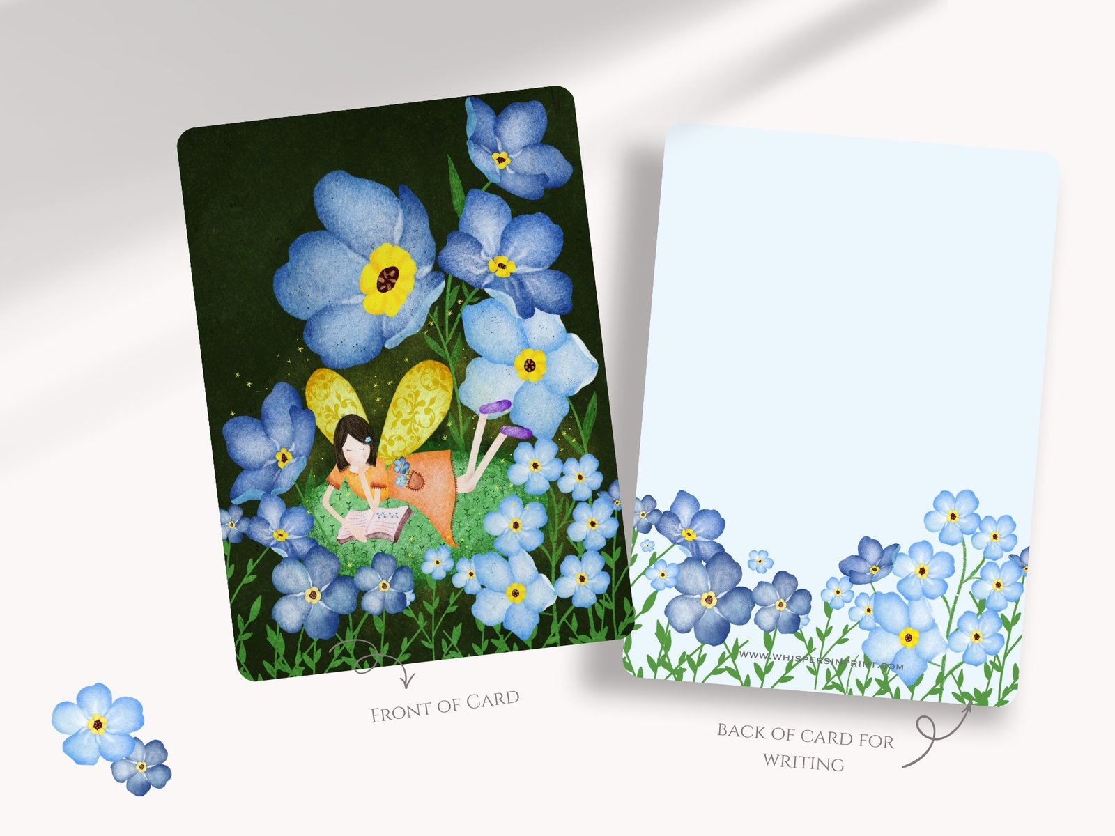 Forget Me Not Flower Fairy A6 Postcards (Pack of 10 with premium envelopes)