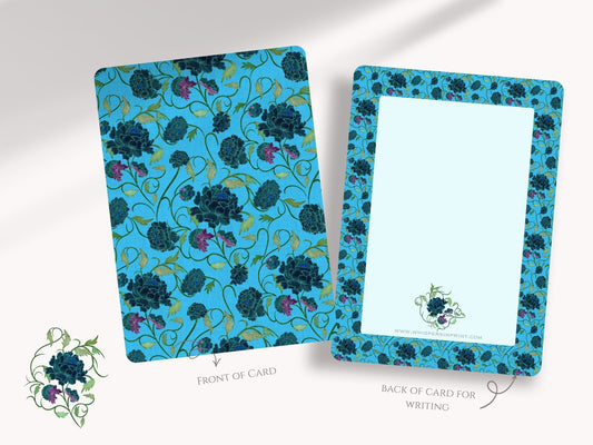 Chinoiserie Indigo Peony Pattern A6 Postcards (Pack of 10 with premium envelopes)