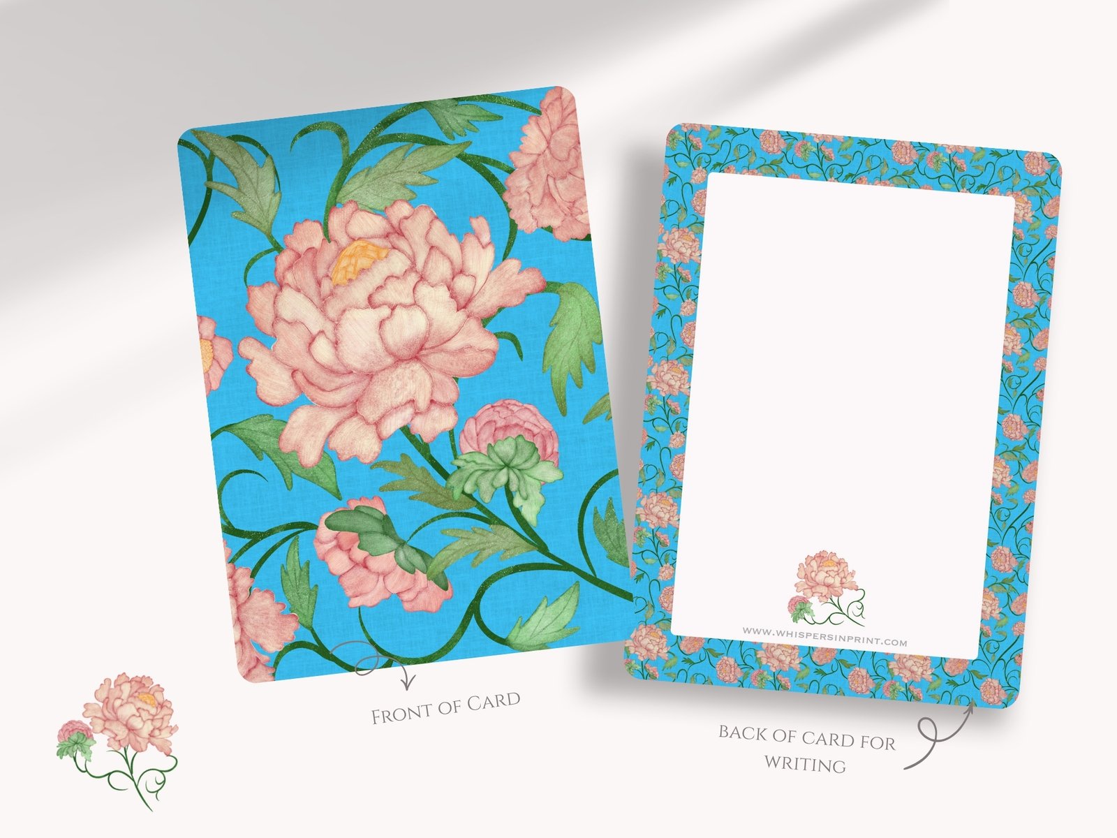 Chinoiserie Peony Bloom A6 Postcards (Pack of 10 with premium envelopes)