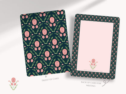 Pink Flower Filigree Motifs A6 Postcards (Pack of 10 with premium envelopes)