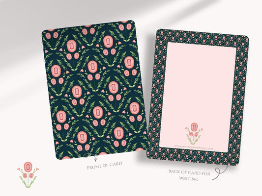 Pink Flower Filigree Motifs A6 Postcards (Pack of 10 with premium envelopes)