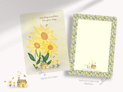 Whimsical Sunflower A6 Postcards (Pack of 10 with premium envelopes)