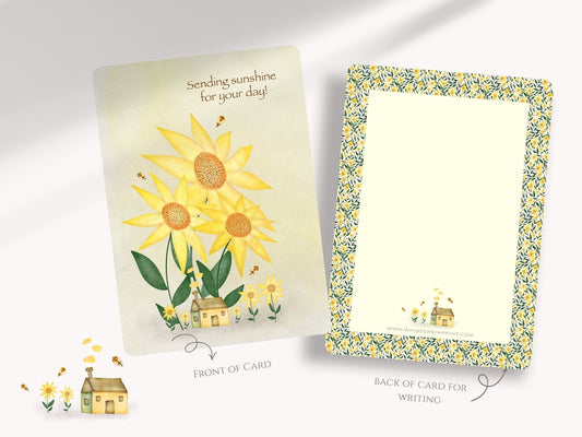 Whimsical Sunflower A6 Postcards (Pack of 10 with premium envelopes)