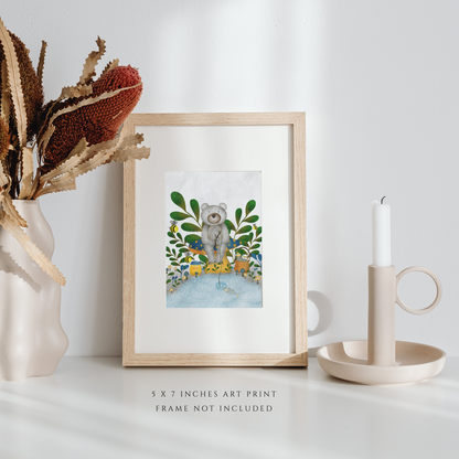 Fishing Bear Illustration (5" x 7" Art Print)
