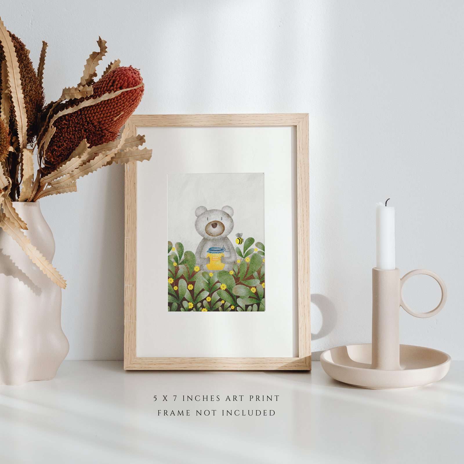 Honey Bear Illustration (5" x 7" Art Print)