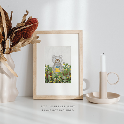 Honey Bear Illustration (5" x 7" Art Print)