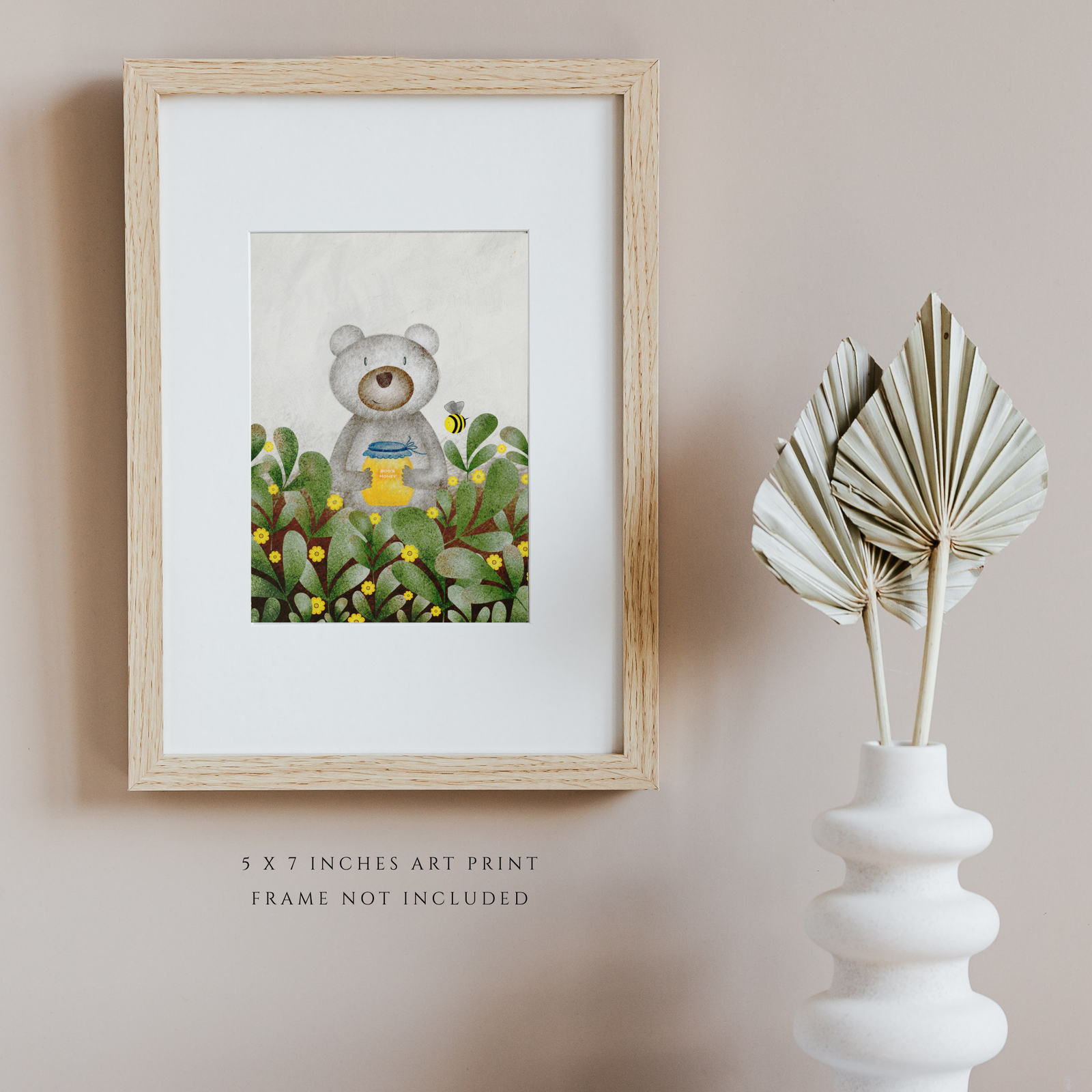Honey Bear Illustration (5" x 7" Art Print)
