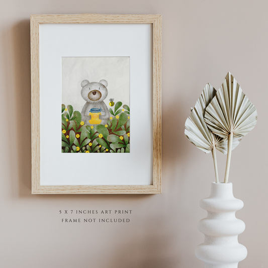 Honey Bear Illustration (5" x 7" Art Print)