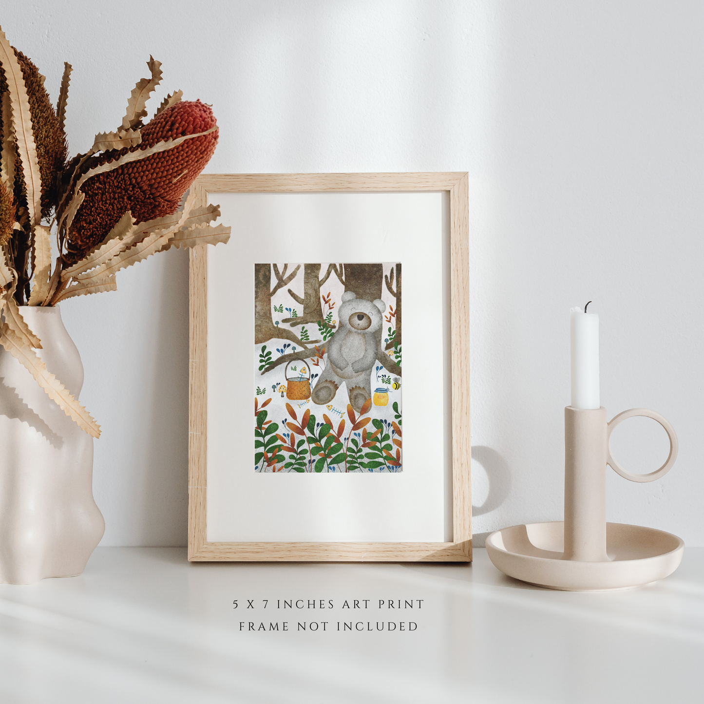 Napping Bear Illustration (5" x 7" Art Print)