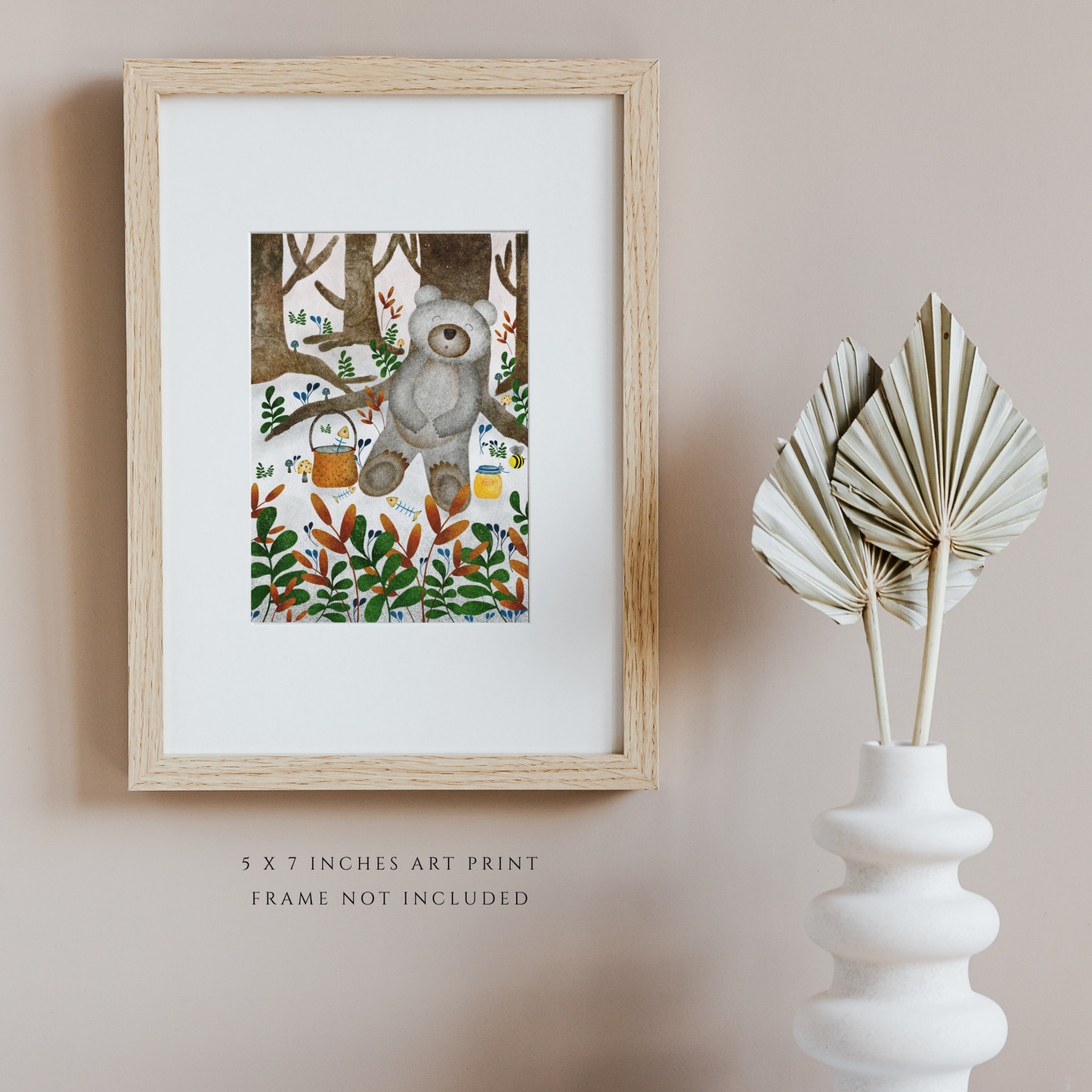 Napping Bear Illustration (5" x 7" Art Print)