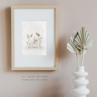 Raccoon in Mushroom Woodland Illustration (5" x 7" Art Print)