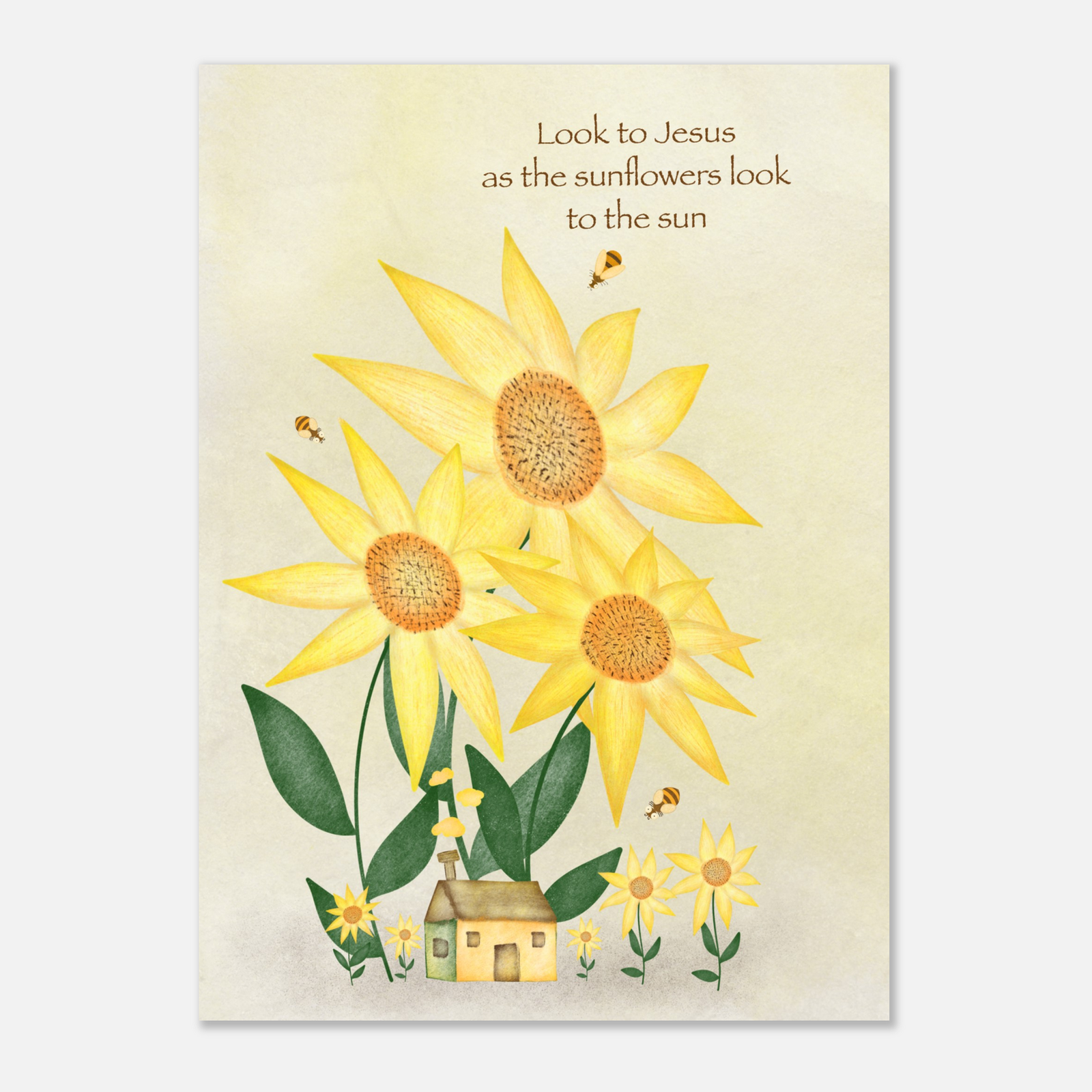 Look to Jesus Sunflowers Illustration (5"x7″ Art Print)